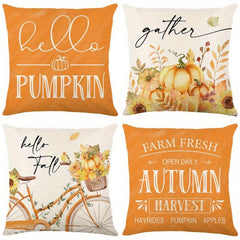 Autumn Pumpkin Linen Blend Throw Pillow Case for Living Room Bedroom Couch Sofa