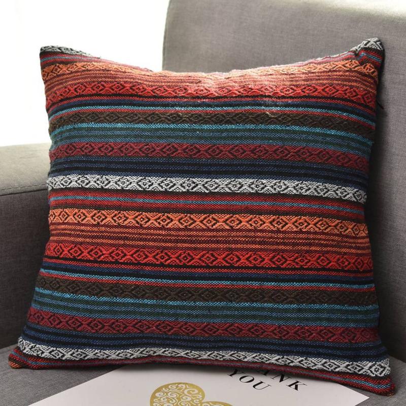 Bohemian Retro Stripe Throw Pillow Covers Double Sided Ethnic Pattern