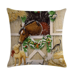 Christmas Cat Horse Dog Pillow Cases 4pcs