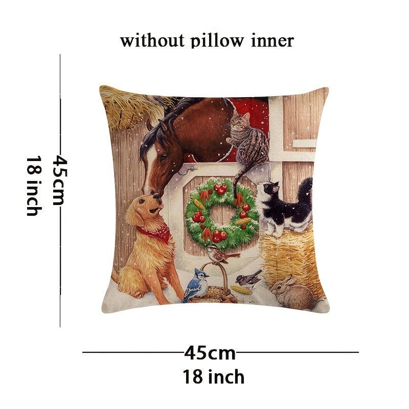 Christmas Cat Horse Dog Pillow Cases 4pcs