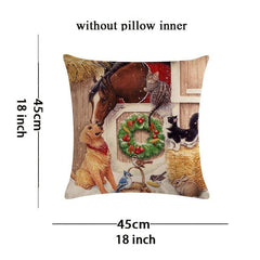 Christmas Cat Horse Dog Pillow Cases 4pcs