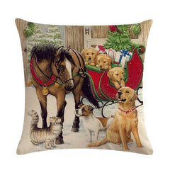 Christmas Cat Horse Dog Pillow Cases 4pcs