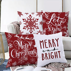 4pcs Christmas Snowflake Elk Beard Santa Claus Pillowcase 45 X 45