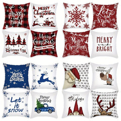 4pcs Christmas Snowflake Elk Beard Santa Claus Pillowcase 45 X 45