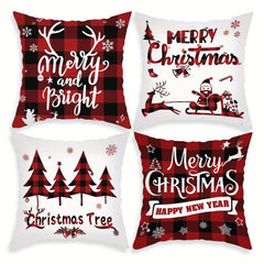 4pcs Christmas Snowflake Elk Beard Santa Claus Pillowcase 45 X 45