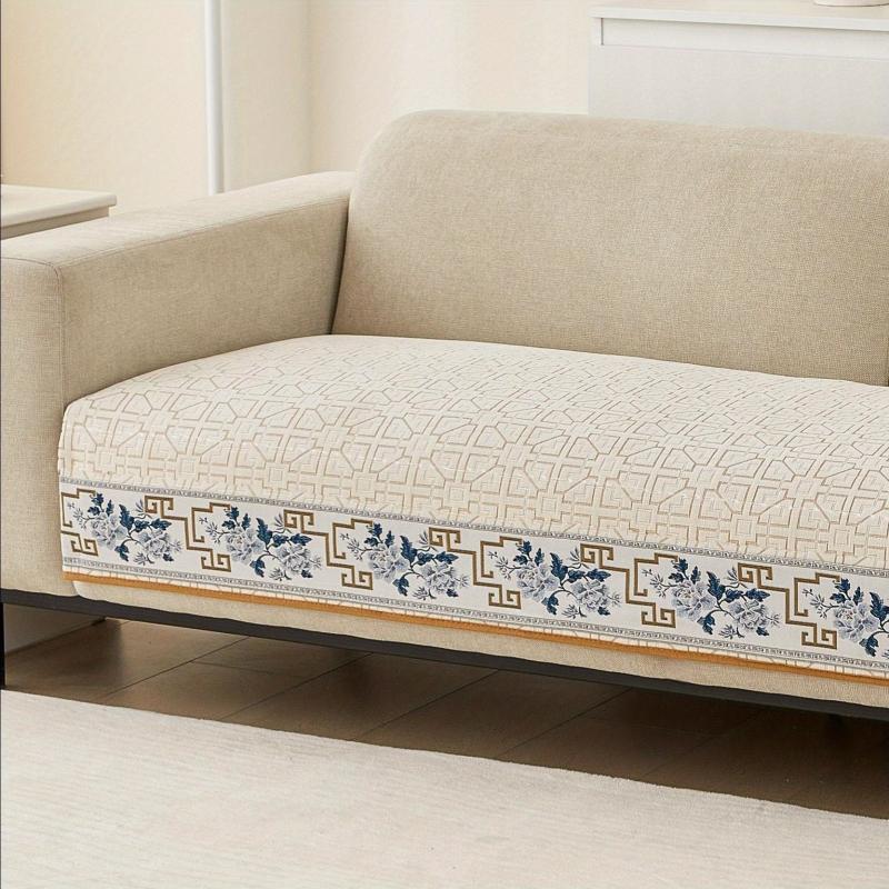 Vintage Geometric Jacquard Sofa Cover Chenille Soft Sectional Couch Cover