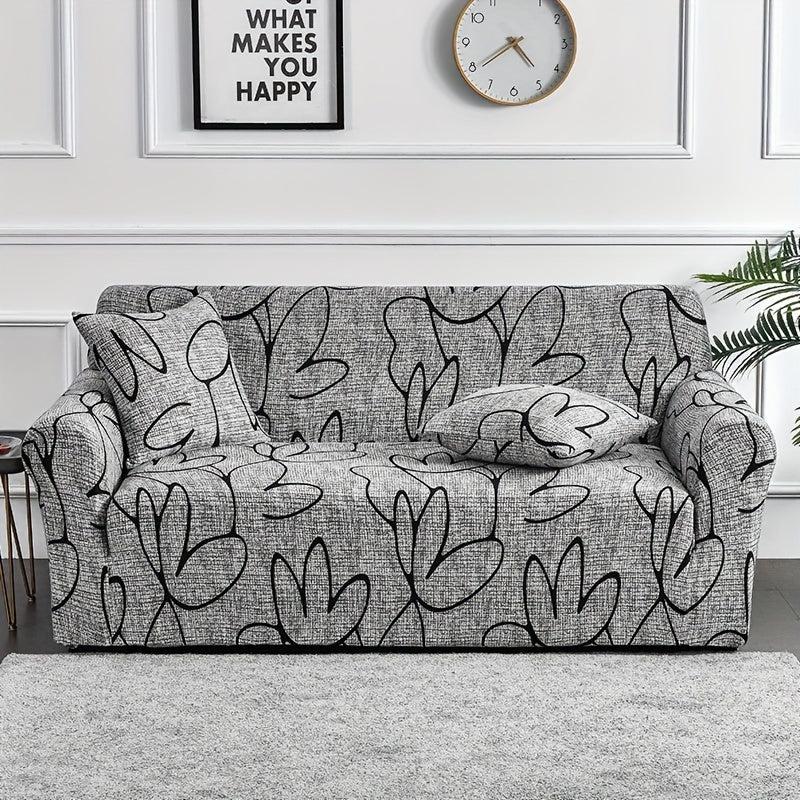 Leaf Printed Elastic Sofa Slipcover Non Slip Stretch Sofa Cover