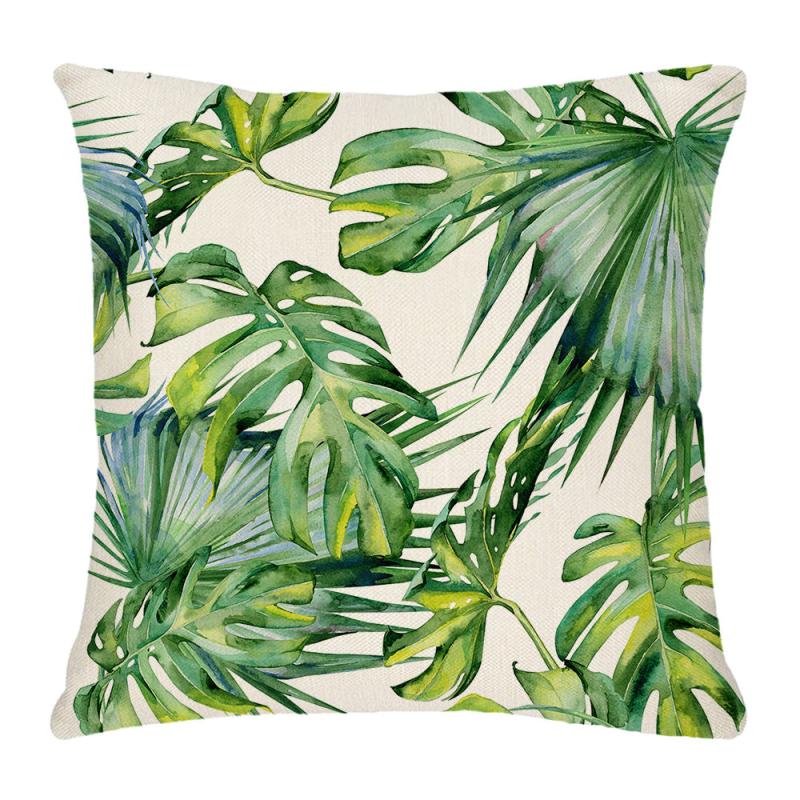 Tropical Palm Leaves Geometric Cotton Linen Pillow Case