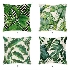 Tropical Palm Leaves Geometric Cotton Linen Pillow Case