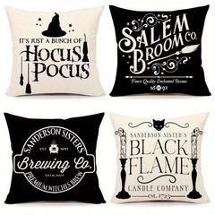 4pcs Halloween Linen Cushion Cover 18x18 Fall Zipper Pillow Cover Home Decor