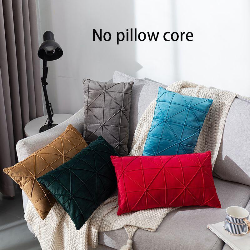 Solid Textured Sofa Cushion Cover Lattice Design Thickened Pillowcase