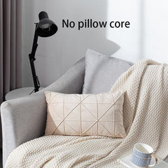 Solid Textured Sofa Cushion Cover Lattice Design Thickened Pillowcase