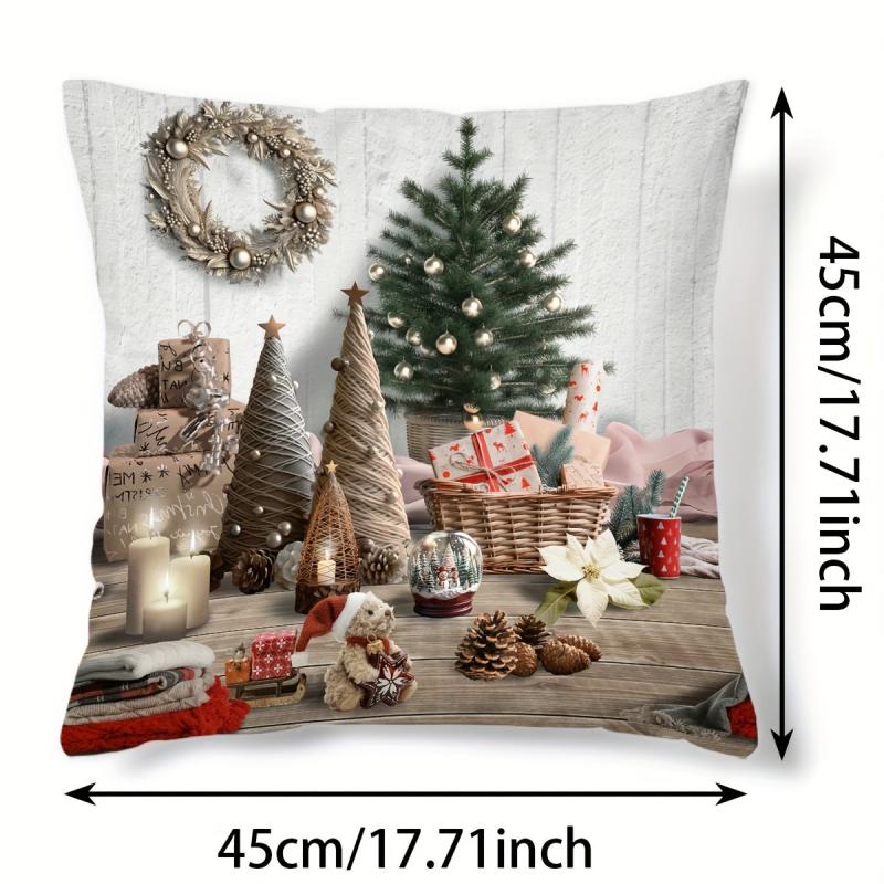 Christmas Tree Gift Print Throw Pillow Cover - Home Decor