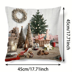 Christmas Tree Gift Print Throw Pillow Cover - Home Decor