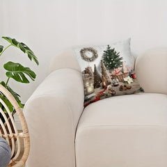 Christmas Tree Gift Print Throw Pillow Cover - Home Decor
