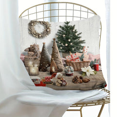 Christmas Tree Gift Print Throw Pillow Cover - Home Decor