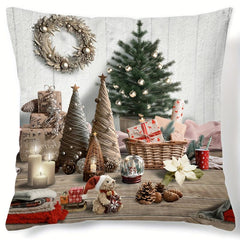 Christmas Tree Gift Print Throw Pillow Cover - Home Decor