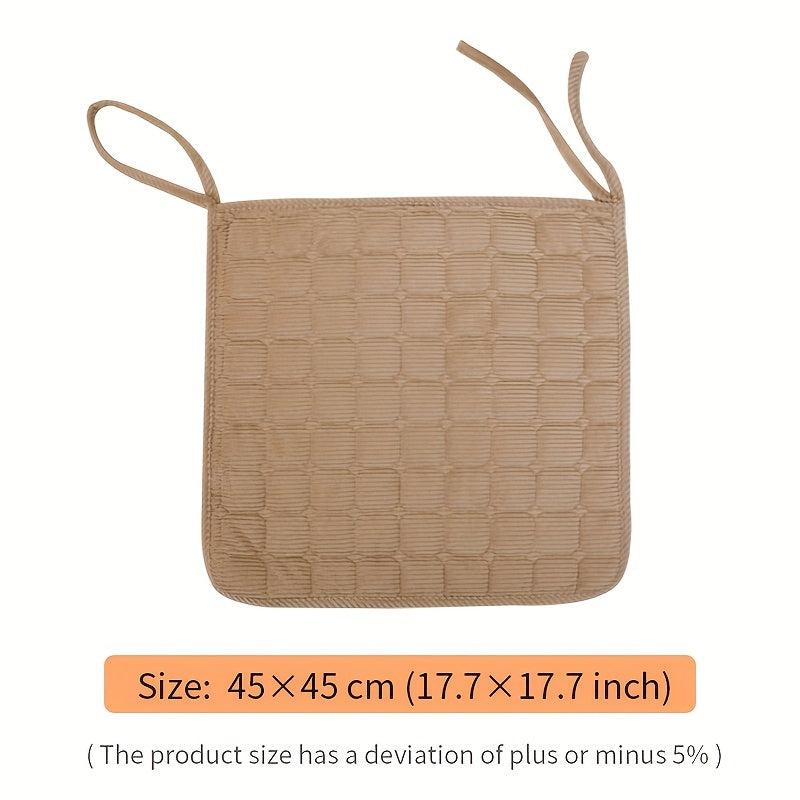 Classic Checkered Corduroy Chair Cushion with Ties