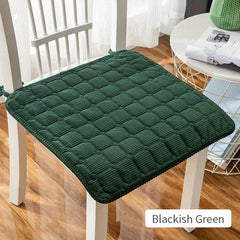 Classic Checkered Corduroy Chair Cushion with Ties