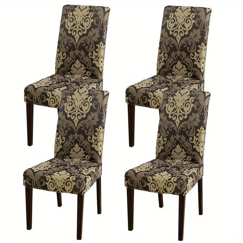 Printed Dining Chair Slipcover Stretch Milk Silk Fabric
