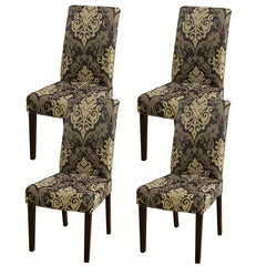 Printed Dining Chair Slipcover Stretch Milk Silk Fabric
