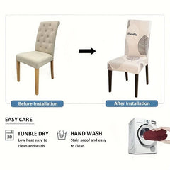 Printed Dining Chair Slipcover Stretch Milk Silk Fabric