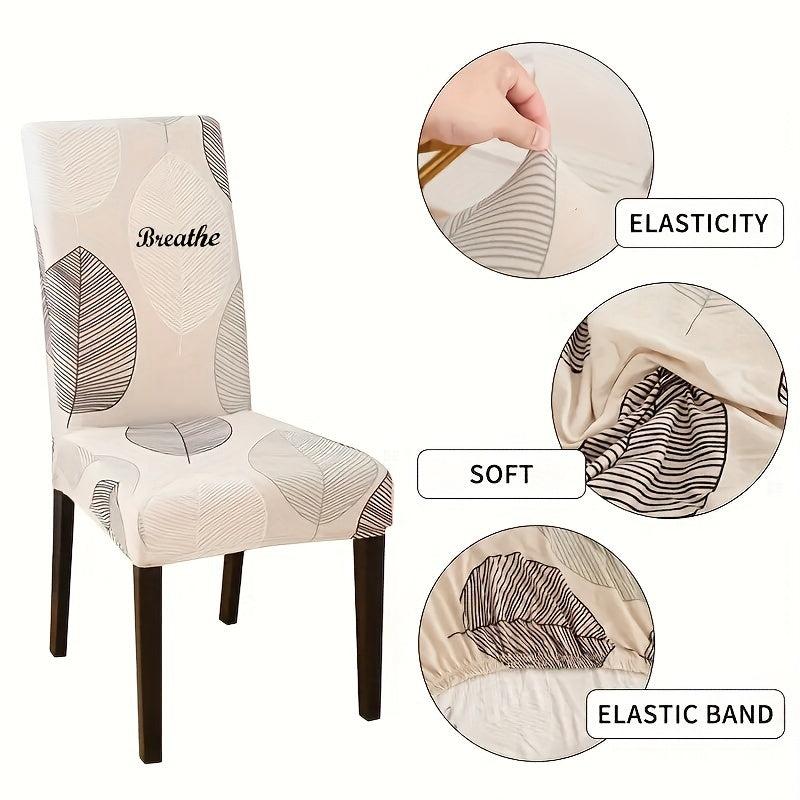 Printed Dining Chair Slipcover Stretch Milk Silk Fabric
