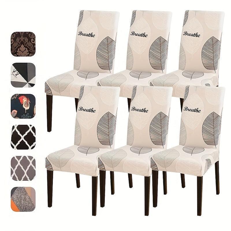 Printed Dining Chair Slipcover Stretch Milk Silk Fabric