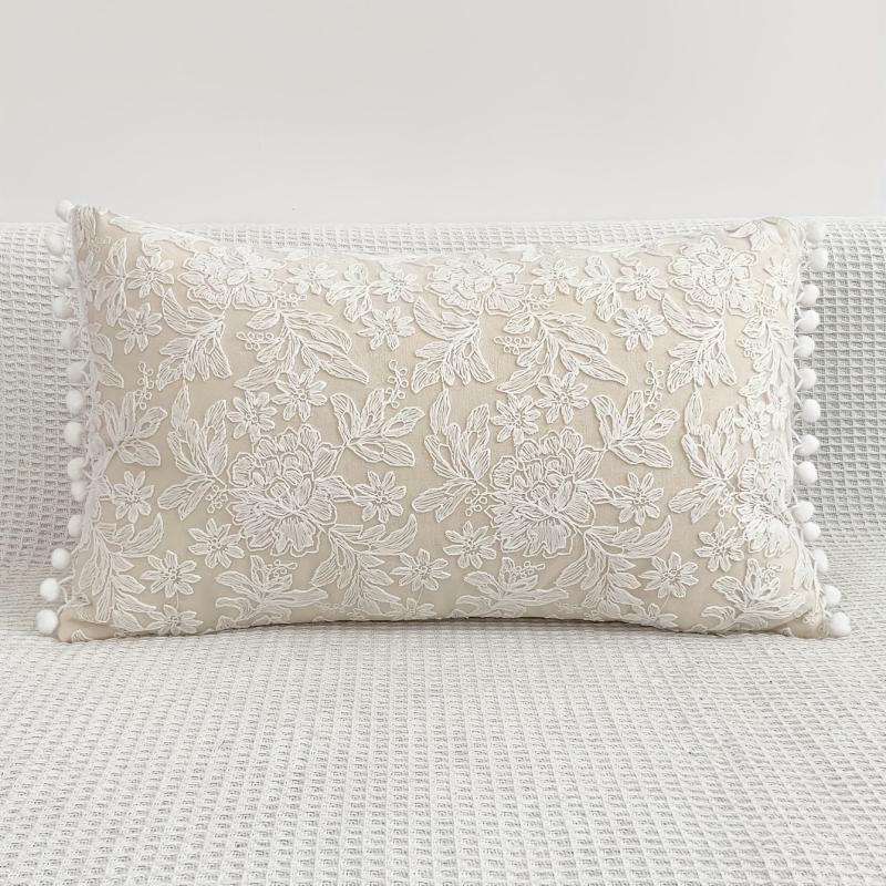 Embossed Lace Flower Embroidered Pillowcase French Classical Cover