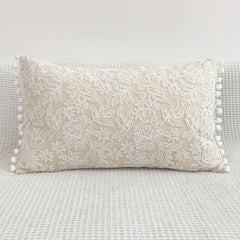 Embossed Lace Flower Embroidered Pillowcase French Classical Cover