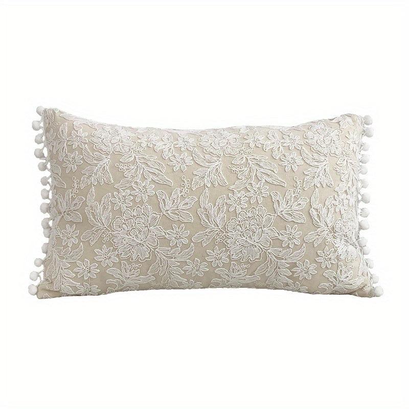 Embossed Lace Flower Embroidered Pillowcase French Classical Cover