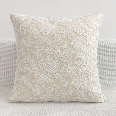 Embossed Lace Flower Embroidered Pillowcase French Classical Cover