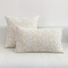 Embossed Lace Flower Embroidered Pillowcase French Classical Cover