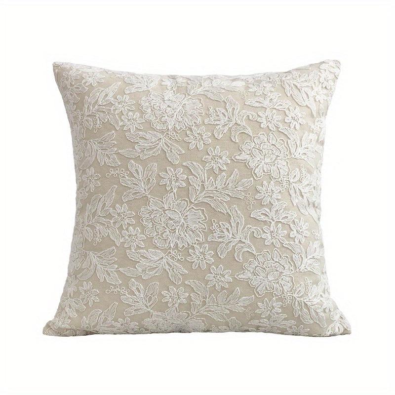 Embossed Lace Flower Embroidered Pillowcase French Classical Cover