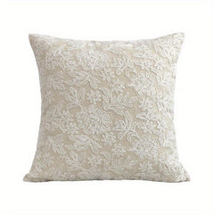 Embossed Lace Flower Embroidered Pillowcase French Classical Cover