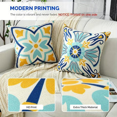4pcs Waterproof Linen Boho Geometric Throw Pillow Covers 18x18in