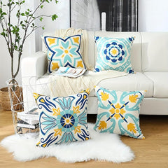 4pcs Waterproof Linen Boho Geometric Throw Pillow Covers 18x18in