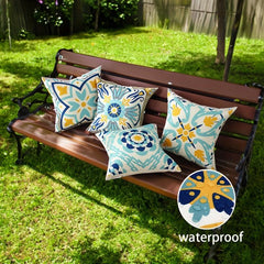 4pcs Waterproof Linen Boho Geometric Throw Pillow Covers 18x18in