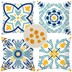 4pcs Waterproof Linen Boho Geometric Throw Pillow Covers 18x18in