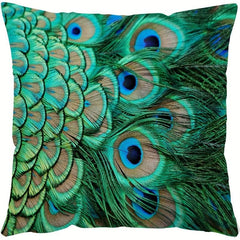 Short Plush Digital Printed Pillow Case Nordic Peacock Feather Sofa Pillow Case