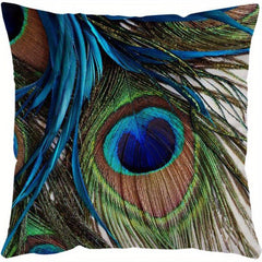 Short Plush Digital Printed Pillow Case Nordic Peacock Feather Sofa Pillow Case