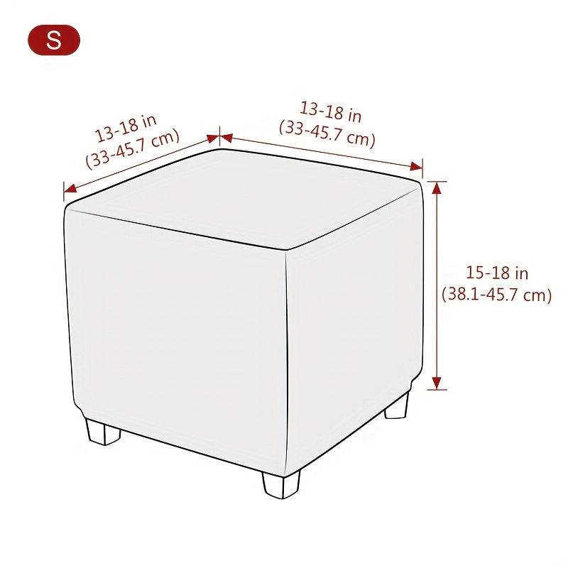 Square Ottoman Cover Elastic Velvet Footstool Cover All Inclusive