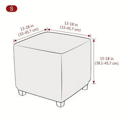 Square Ottoman Cover Elastic Velvet Footstool Cover All Inclusive