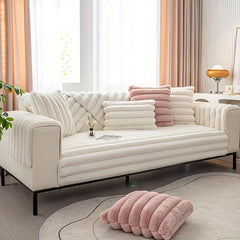 Faux Rabbit Plush Sofa Cover Winter Thickened Anti Cat Scratch Slipcover