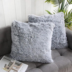 2 Pcs Soft Faux Fur Throw Pillow Cover Cushion Case - Sofa Chair Decor