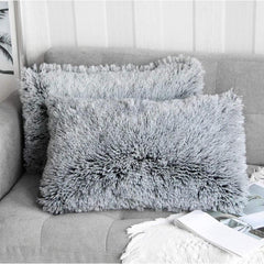 2 Pcs Soft Faux Fur Throw Pillow Cover Cushion Case - Sofa Chair Decor