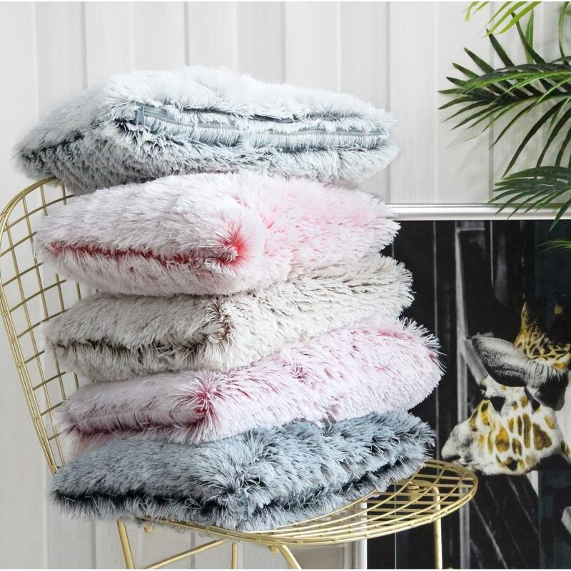2 Pcs Soft Faux Fur Throw Pillow Cover Cushion Case - Sofa Chair Decor