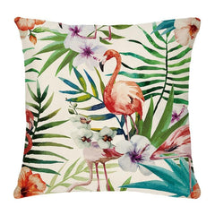 Tropical Flower Throw Pillow Cushion Cover Palm Tree Leaf Cotton Linen Decor
