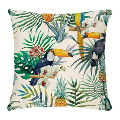 Tropical Flower Throw Pillow Cushion Cover Palm Tree Leaf Cotton Linen Decor