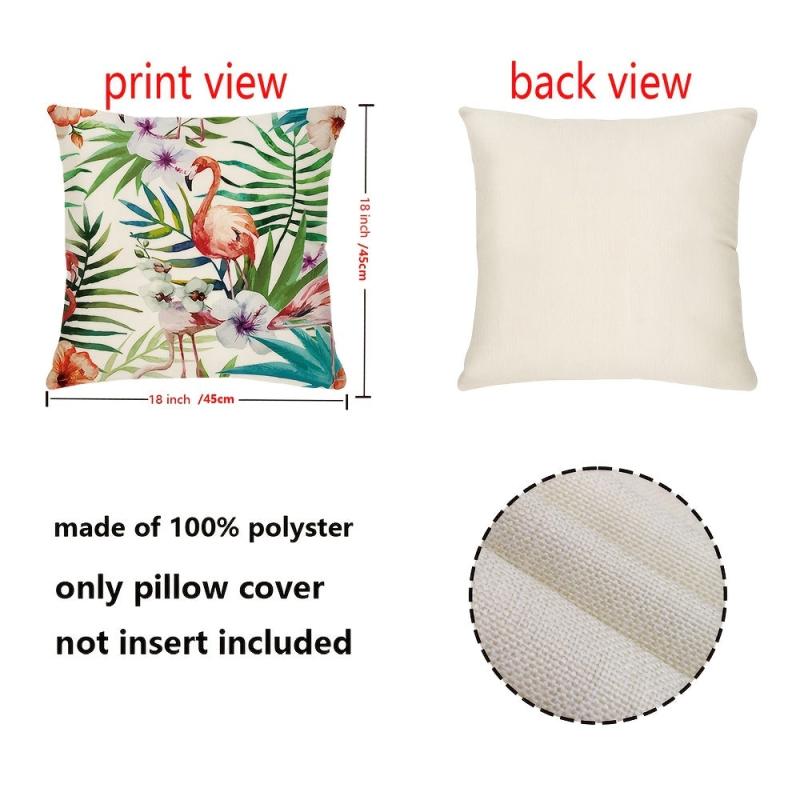 Tropical Flower Throw Pillow Cushion Cover Palm Tree Leaf Cotton Linen Decor